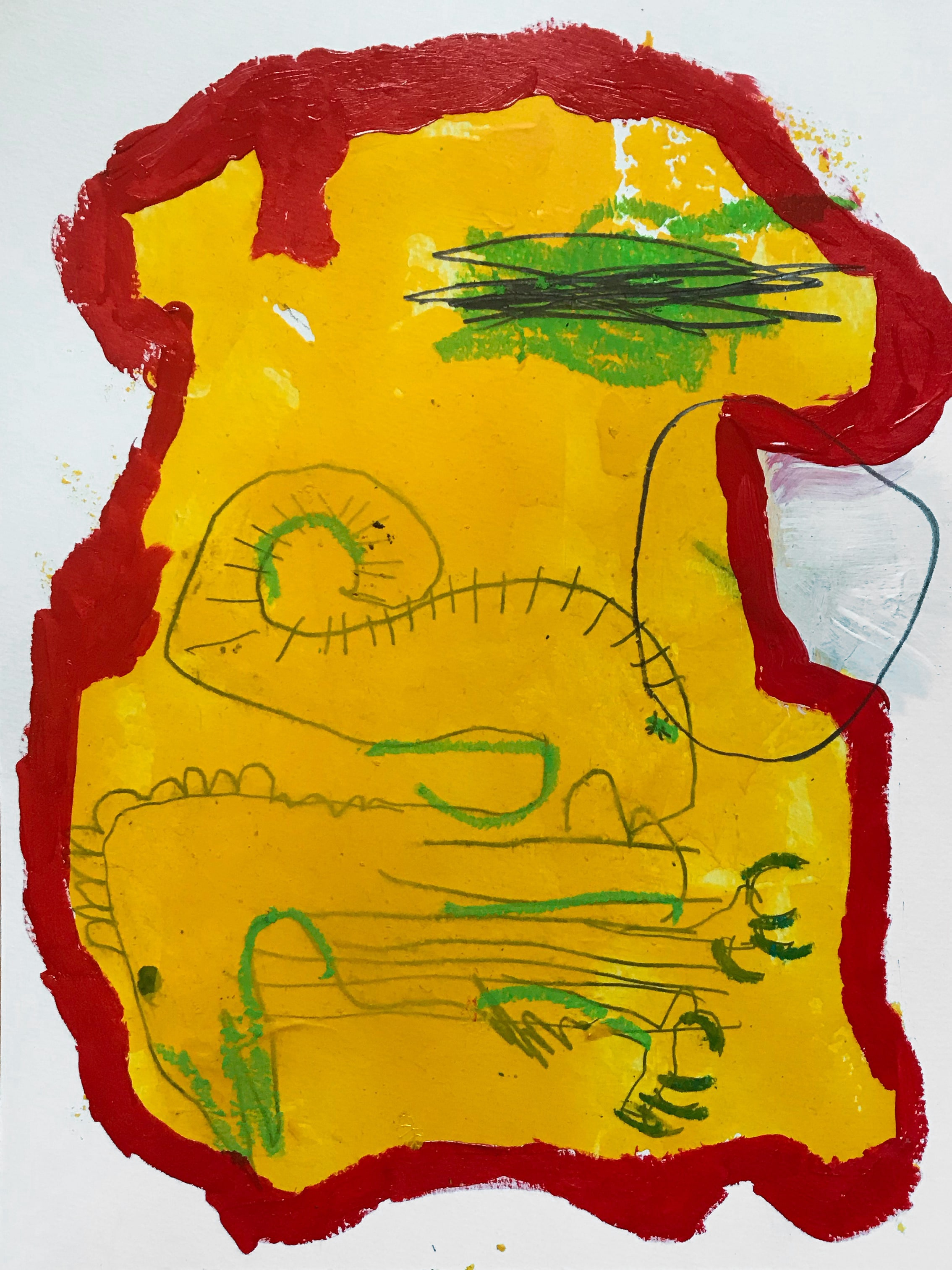 Dinosaur Acrylic, graphite, oil pastel on paper 24 x 32 cm