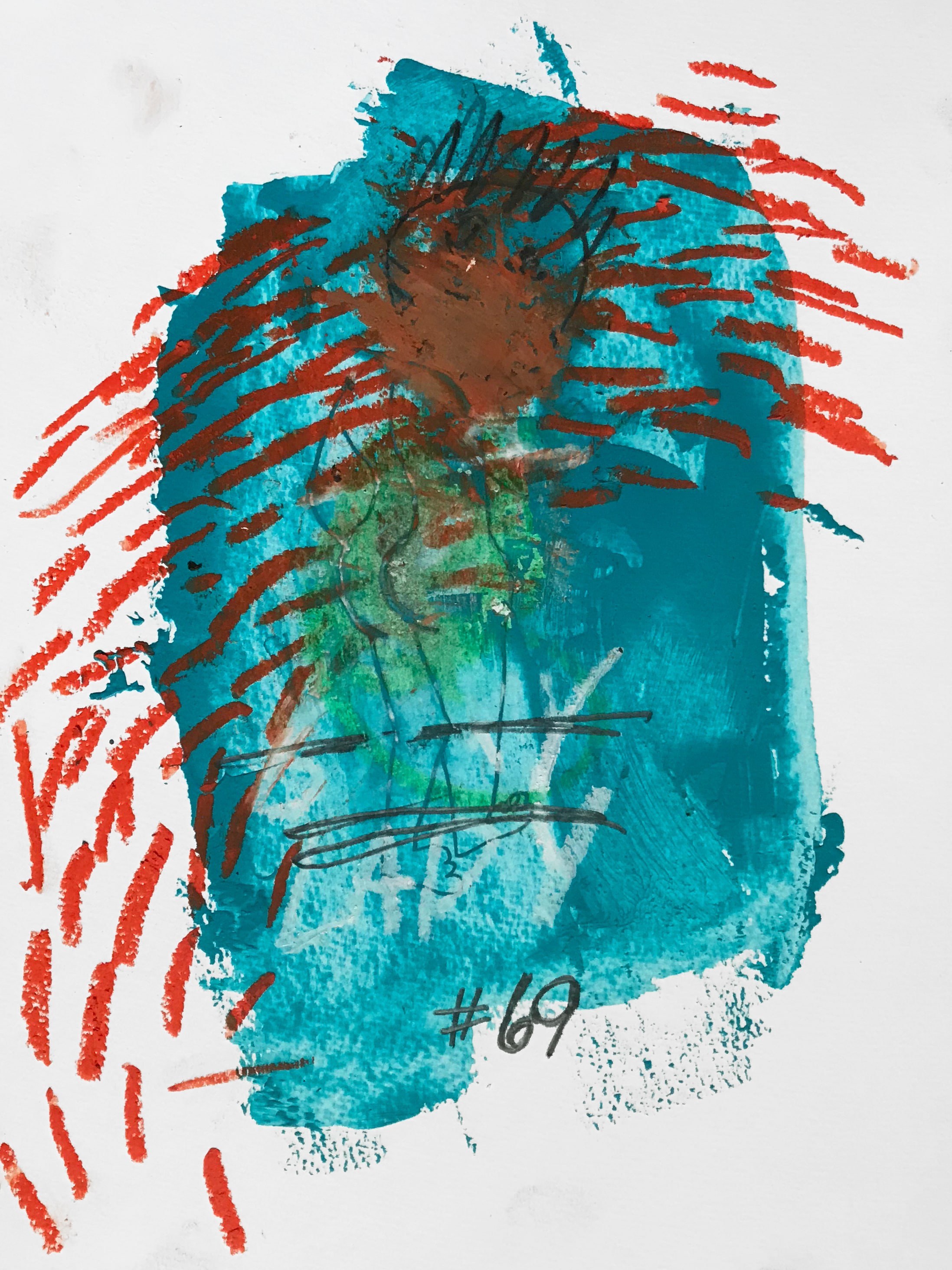 #69 Acrylic, graphite, oil pastel on paper 24 x 32 cm