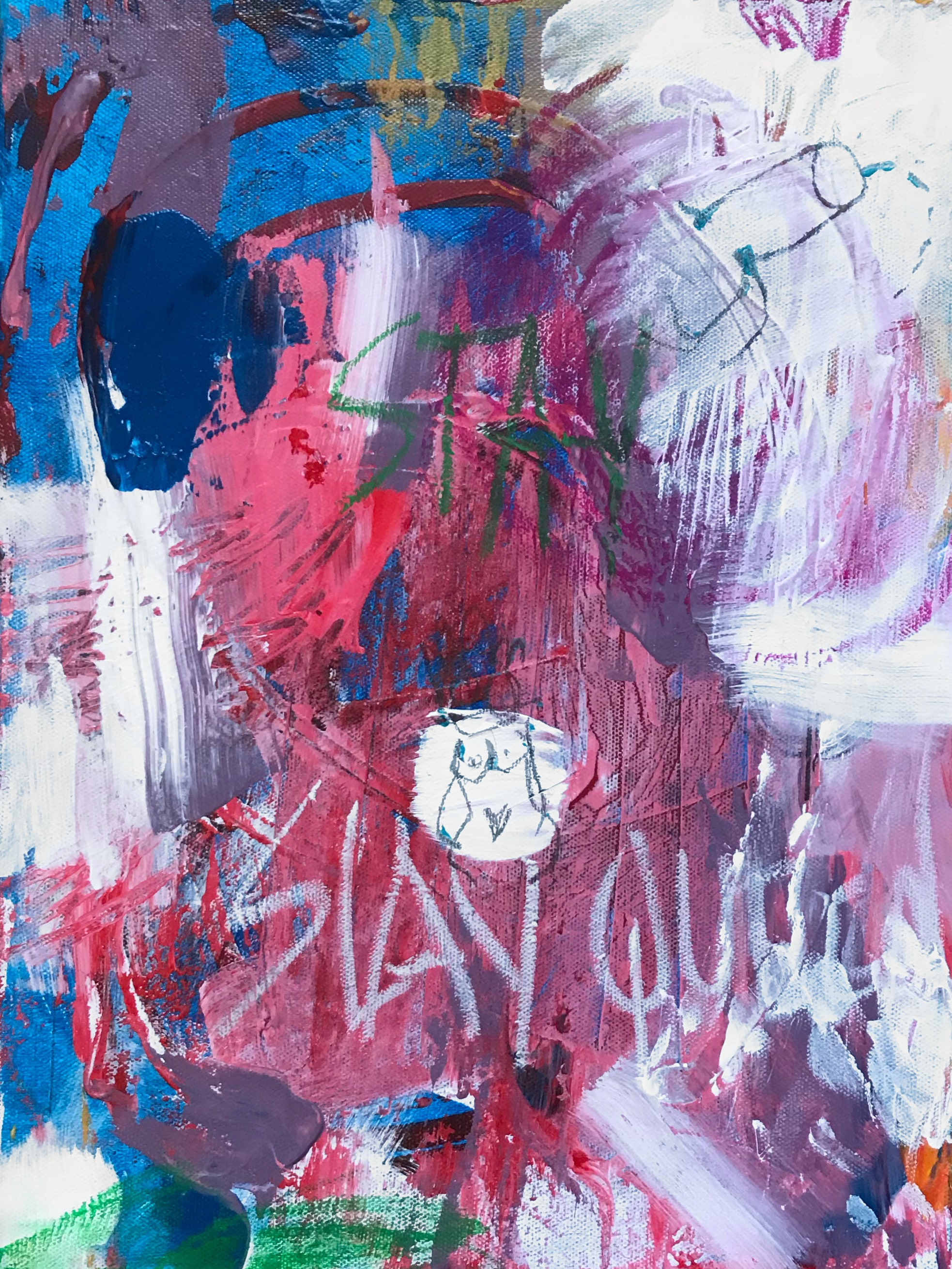 Stay Queen Acrylic, graphite, oil pastel on canvas 30 x 40 cm