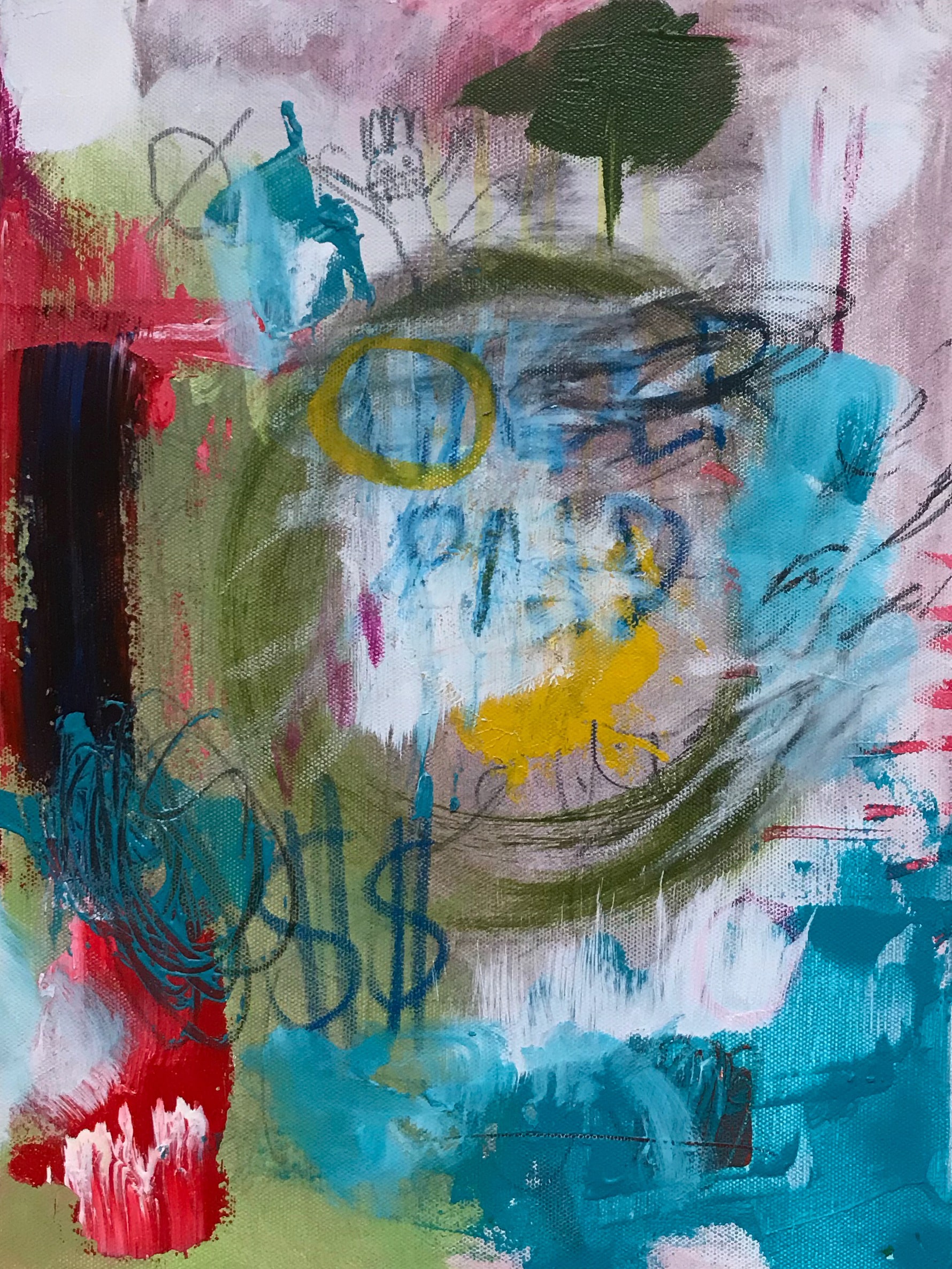 Underpaid Acrylic, graphite, oil pastel on canvas 30 x 40 cm