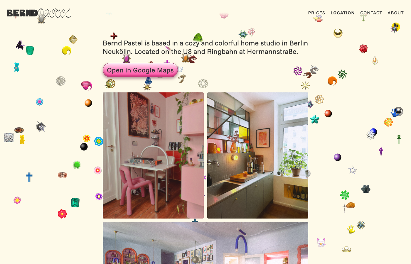 Location page with studio photos.