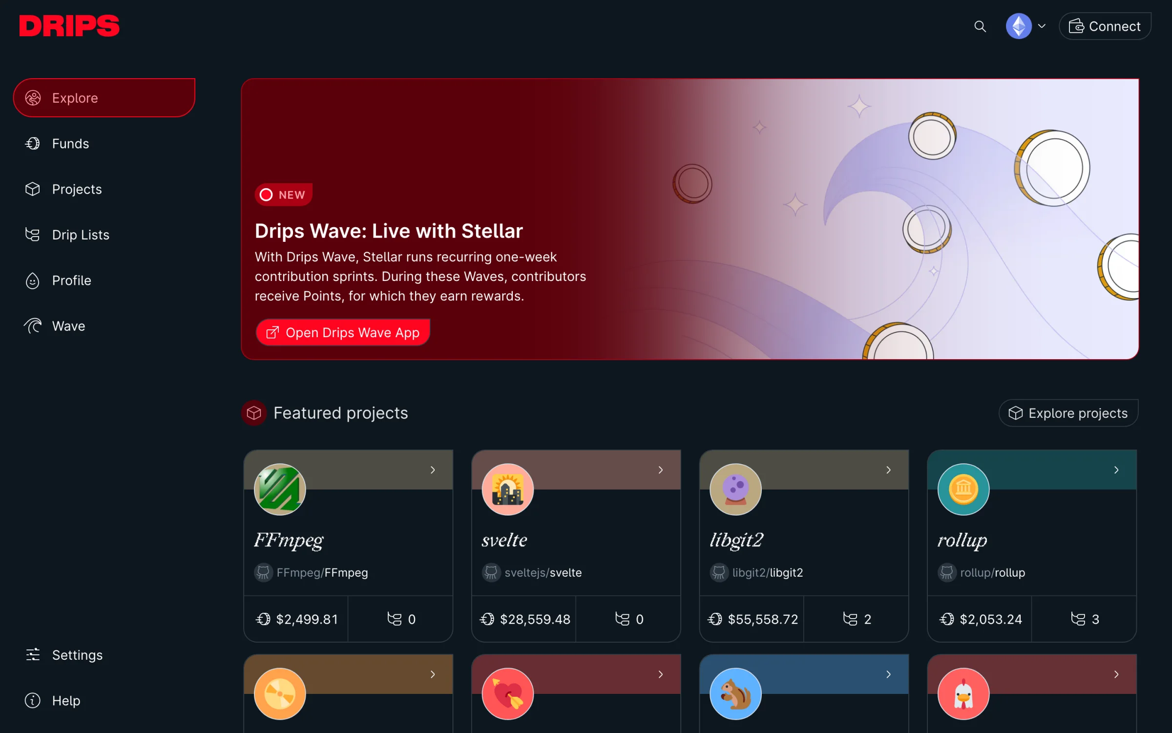 Explore in dark with the red primary color.
