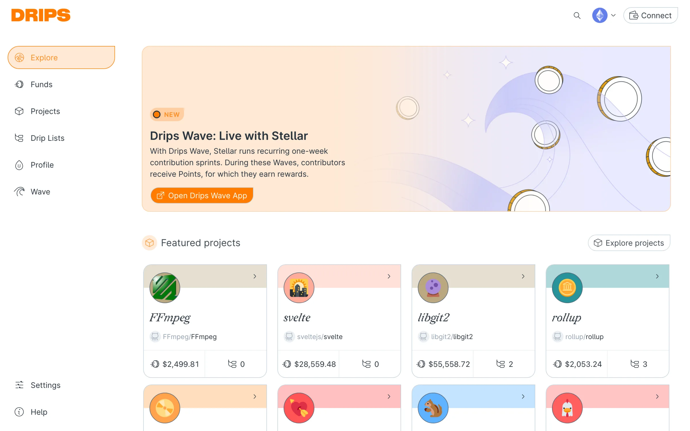Explore with the orange primary color.