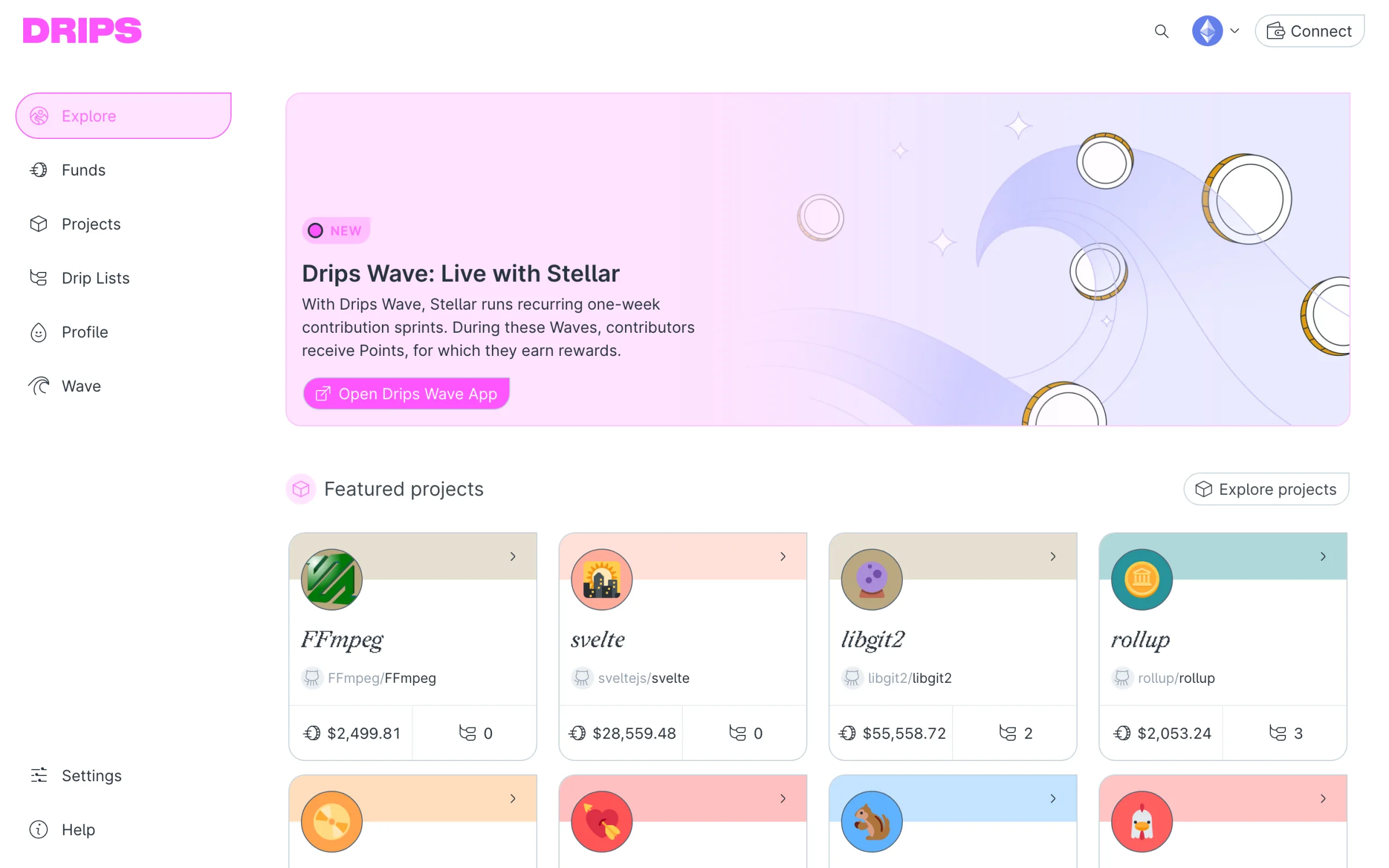 Explore with the pink primary color.