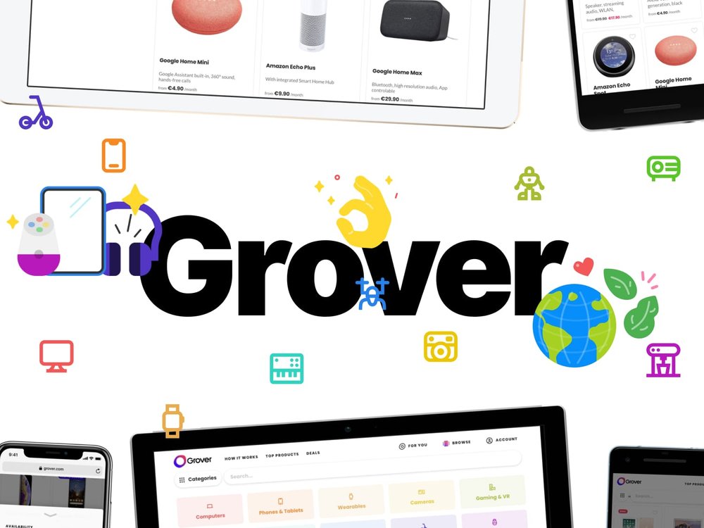 A progressive web app for Grover, a service that allows you to rent things instead of buy.