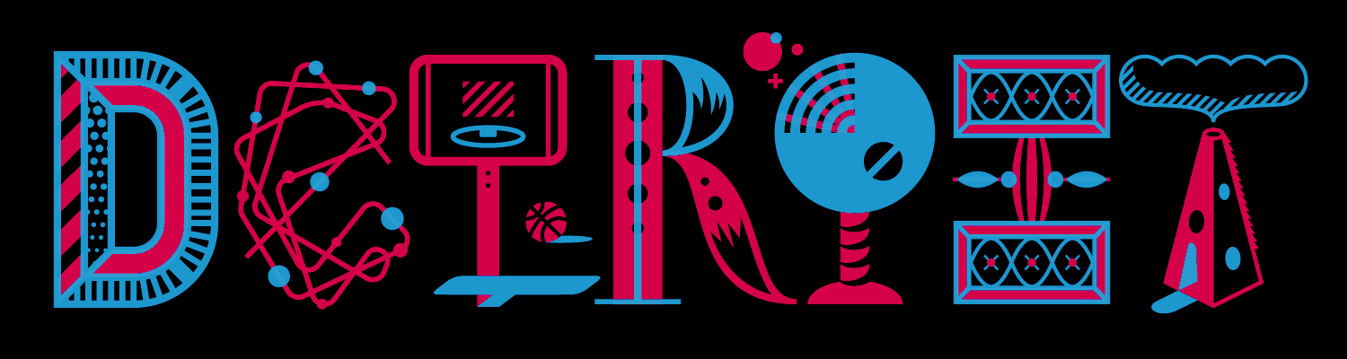 Custom lettering for a bookmark released with an issue of Grand Circus Magazine.