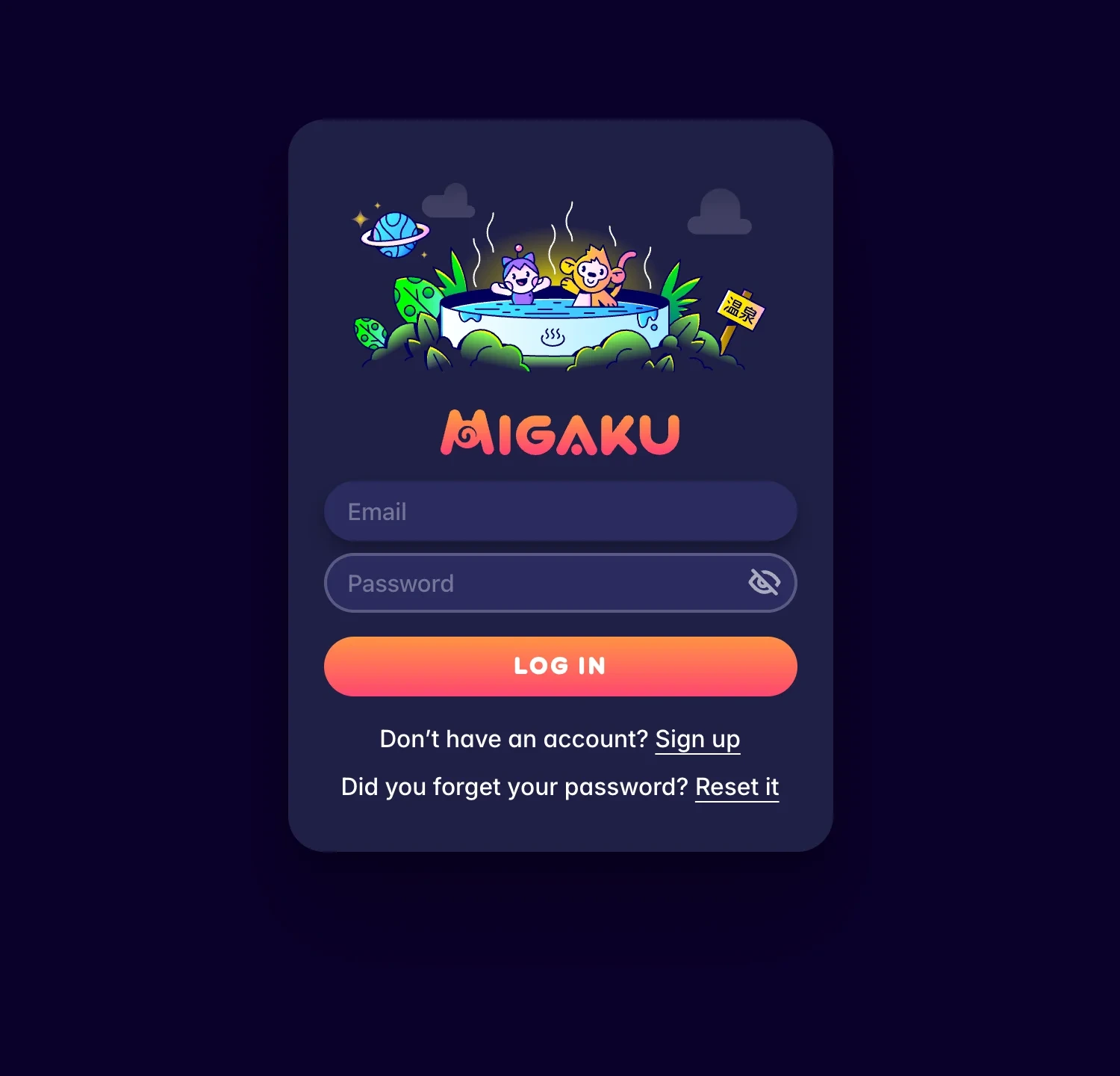 The extension’s login window in dark mode.