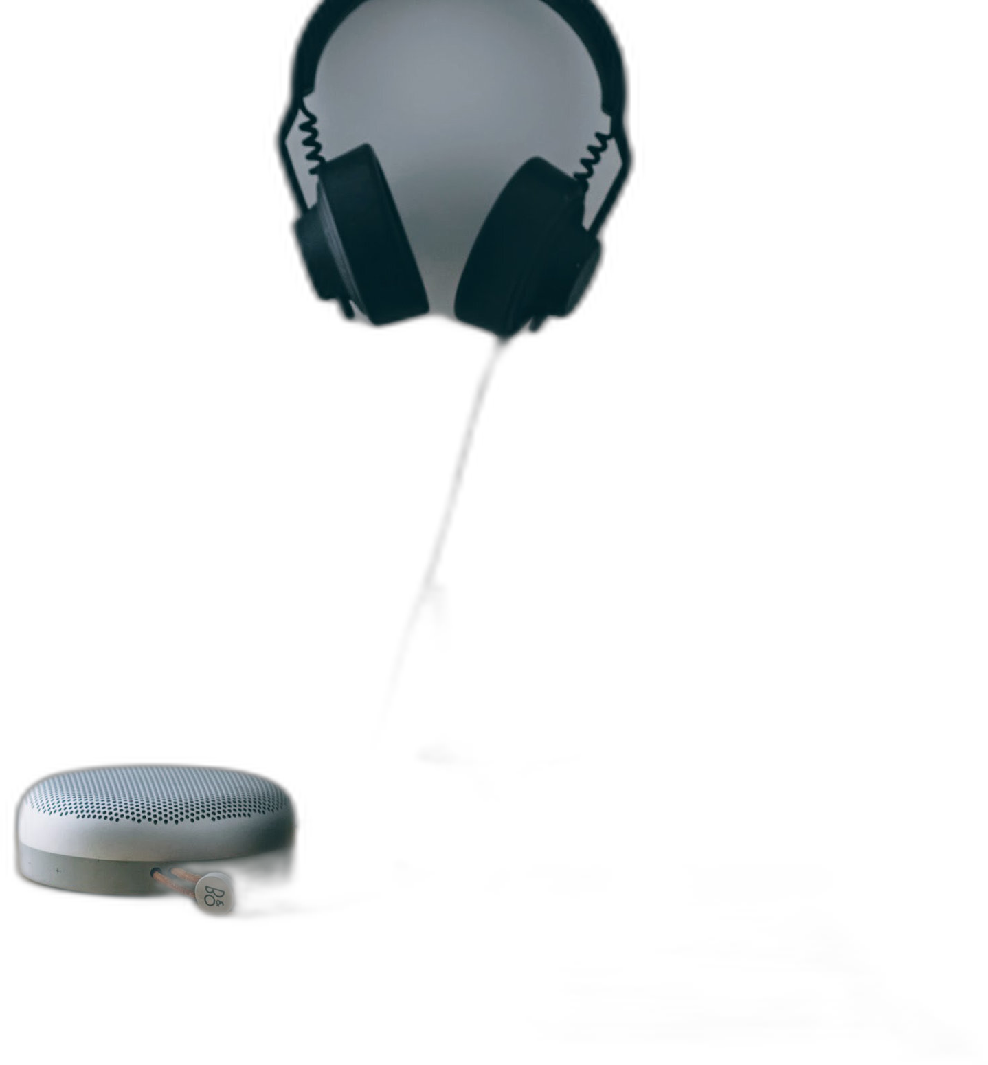 I keep the Beoplay A1 on my desk, so I can easily switch from headphone audio to speaker audio without unplugging.