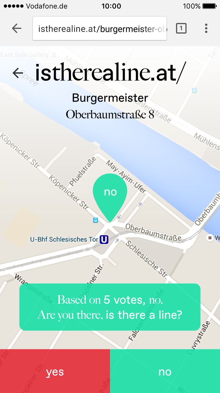 The app also is transparent about why it decides if there's a line or not. So the user can decide whether 5 people saying there's no line is trustworthy.