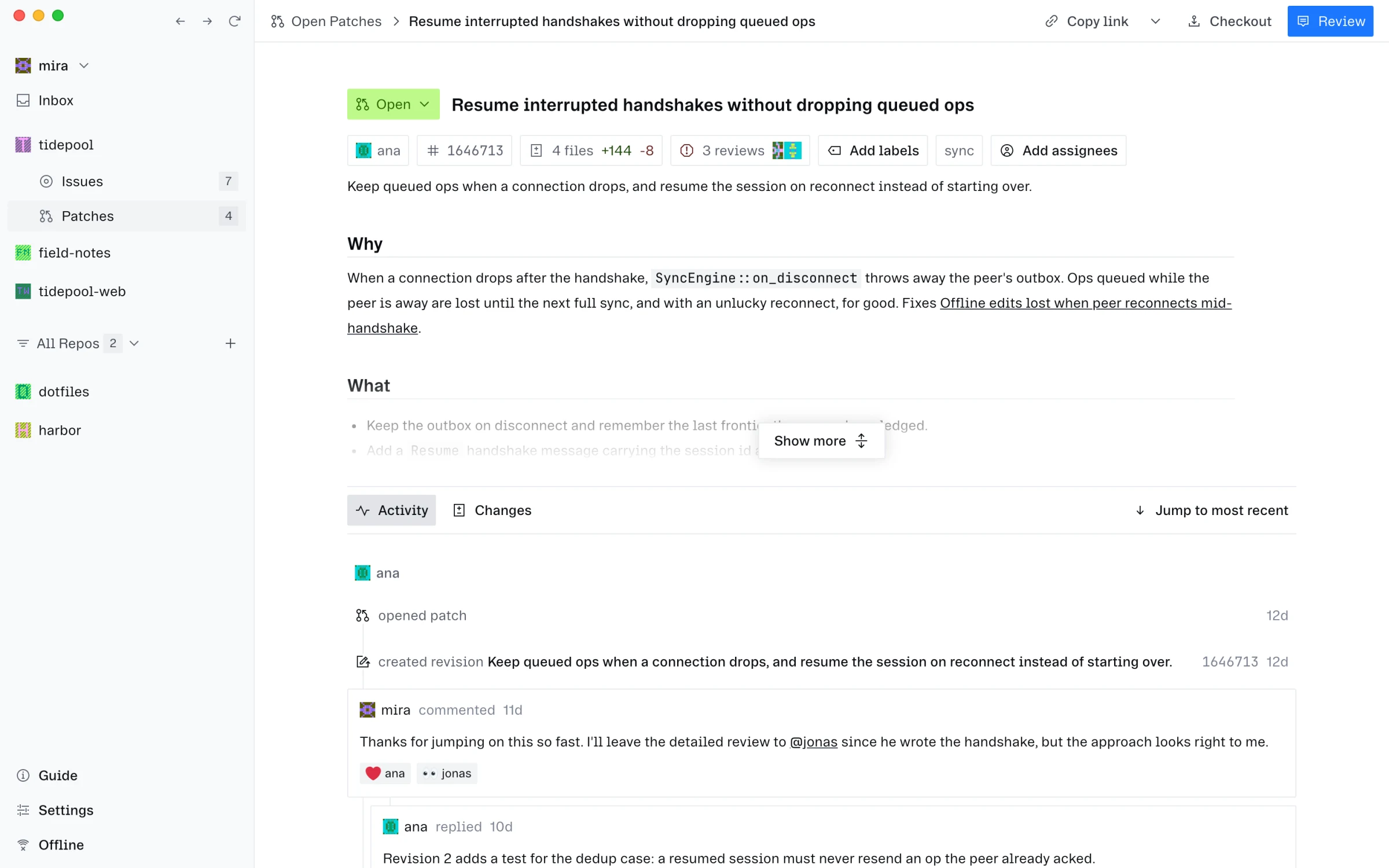 The redesigned patch page.