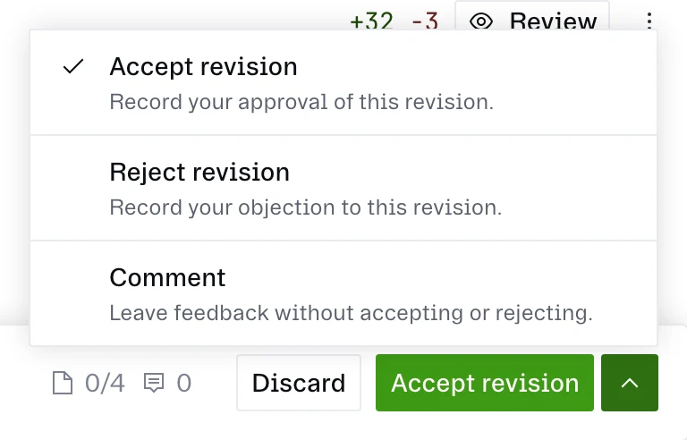 The draft review bar, and publishing a verdict.