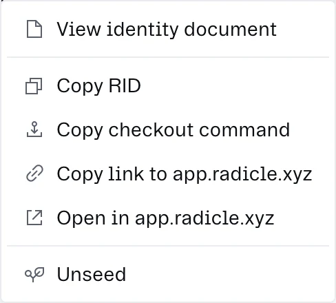 The repo context menu.