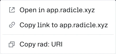Files and branches as labelled links, and the right click menu.