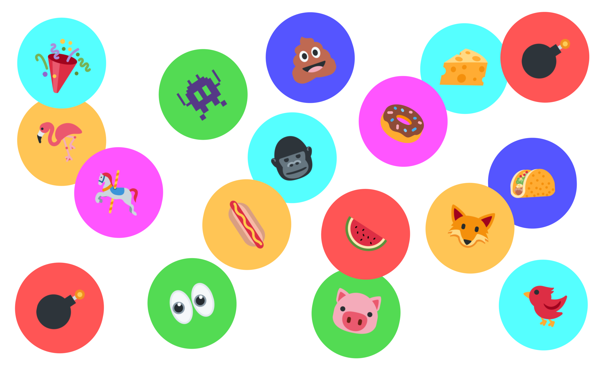 Collection of avatar and color combinations.