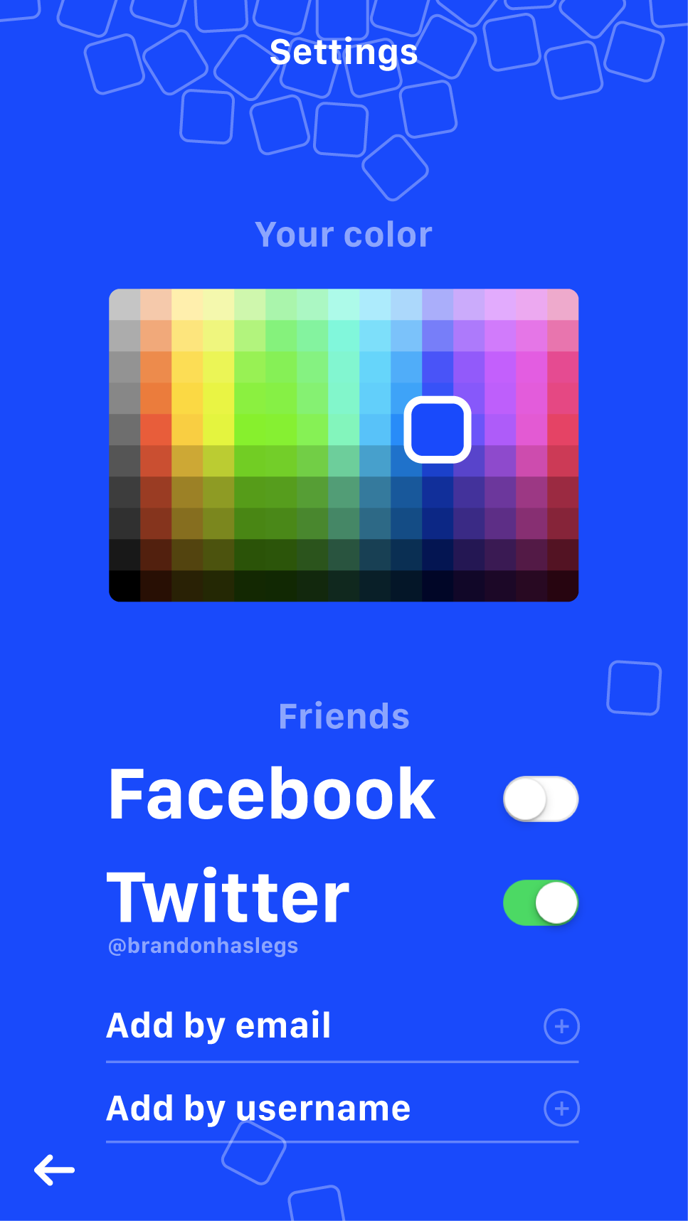 Adding friends and changing the background color.